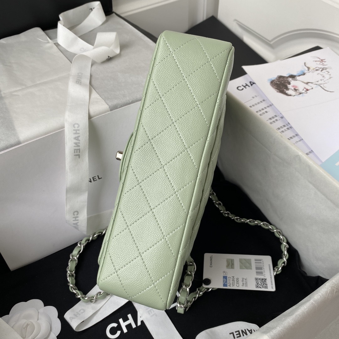 Classic Flap Caviar Bag A01113 Light Green/Silver